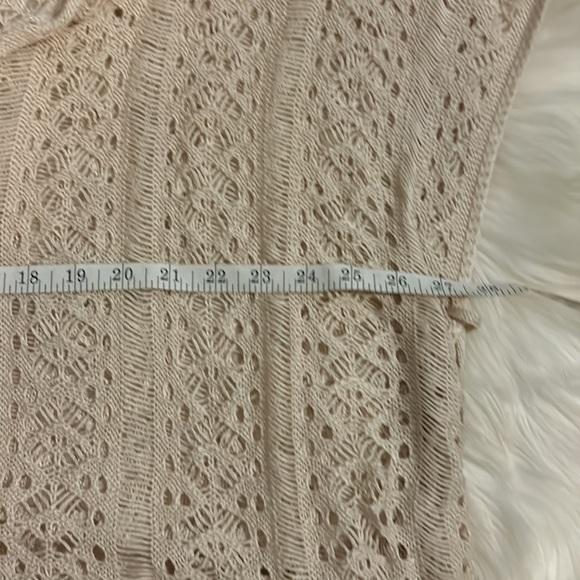 Boho hippie tan crochet vest cover up side ties oversized - Picture 5 of 7